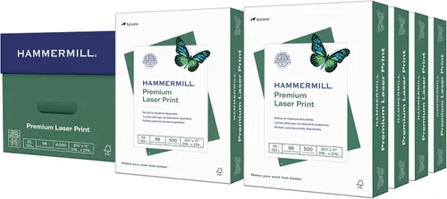 Hammermill Papel para impresora, impresión láser de alta calidad, 32 libras, 8.5 x 11-8 resma (4000 hojas), 98 brillante, fabricado en los Estados