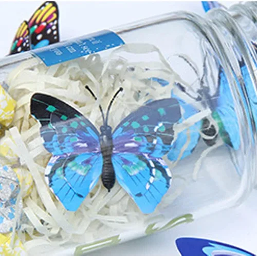 Miniatura 5 de BOPART - 24 calcomanías de mariposa 3D para decoración de fiestas, mariposas azules, decoración de pared, mariposa magnética para manualidades
