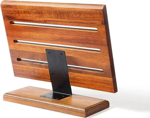 Miniatura 5 de MITSUMOTO SAKARI Soporte magnético para cuchillos, 12.5 pulgadas, madera de acacia de doble cara, bloque magnético resistente para cuchillos