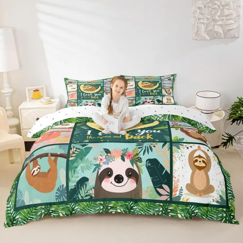 Miniatura 32 de Juego de funda de edredón de pingüinos de dibujos animados para niños, tamaño King, bonito juego de ropa de cama de animales de poste ártico