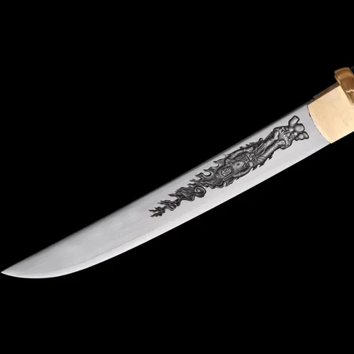 Miniatura 6 de Cuchillo de acero al manganeso 1065 hecho a mano con accesorios de cobre