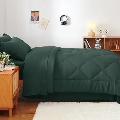 Miniatura 183 de CozyLux Juego de edredón tamaño King, color naranja quemado, toda la ropa de cama en una sola bolsa, 7 piezas: edredón, fundas de almohada