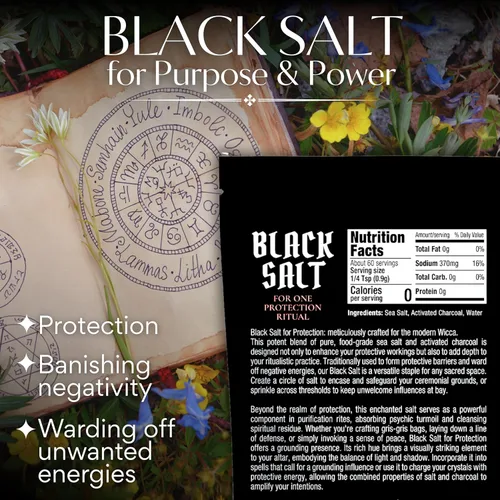 Miniatura 2 de Sal negra para rituales de protección y hechizos wiccanos, cristales de protección de energía negativa hechos a mano para brujería, bolsa de 14