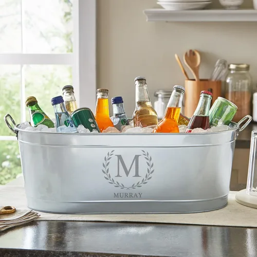 Miniatura 3 de Let's Make Memories - Cubitera personalizada para bebidas - Corona de monograma - Cubitera para bebidas galvanizada sin soporte