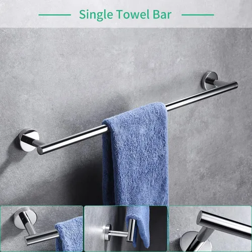 Miniatura 3 de Miyili BS01C4B - Juego de 4 piezas de accesorios de baño de acero inoxidable pulido montado en la pared, incluye toallero de 24 pulgadas, soporte