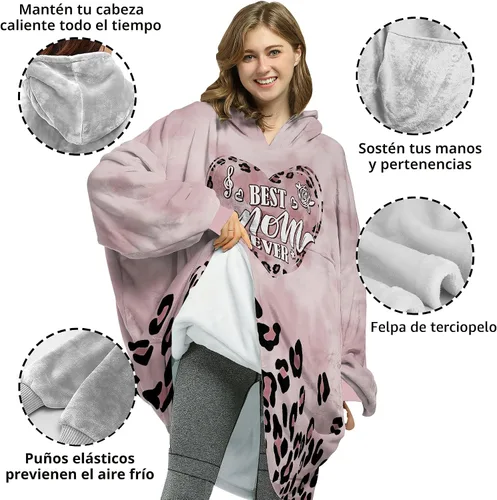 Miniatura 3 de Warmstorey Wearable Blanket Hoodie For Mom Wife - Best Wife Ever Hoodie From Husband Daughter Son - Birthday Mothers Day Gift