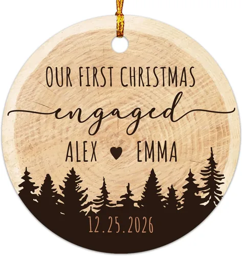 Miniatura 16 de Adorno personalizable con texto en inglés «Our First Christmas As Mr. & Mrs. 2026», adorno personalizado para el Sr. y la Sra. Nombre, primera