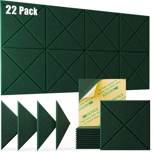 Miniatura 31 de Paquete de 22 paneles acústicos autoadhesivos, 12"X 12"X 0.4" paneles de espuma insonorizante, paneles de pared insonorizados de alta densidad