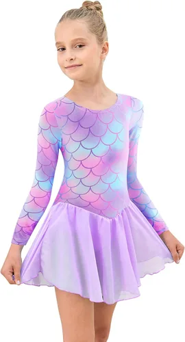 Miniatura 6 de Leotardos de gimnasia con falda para niñas, tutú de ballet, vestido de danza, leopardo, sirena, unicornio, falda de gimnasia
