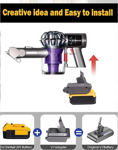 Miniatura 4 de TPDL Adaptador de batería Dyson V7, para batería Dewalt de 20 V, convertidor a Dyson 21.6V V7 convertidor de vacío de mano Absolute, Motorhead Pro