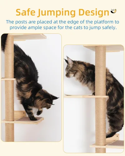 Miniatura 4 de Aechonow Árbol para Gatos de Pared de 80 Pulgadas de Alto, Cama Percha Superior de 15.8 Pulgadas para Gatos Adultos Grandes, Torre Ajustable