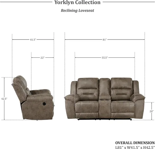 Miniatura 2 de Lexicon Juego de sala de estar reclinable, sofás reclinables manuales de pared, sofás para sala de estar, asientos de cine en casa, incluye sofá