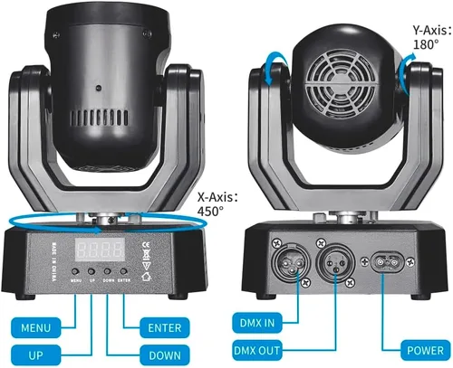 Miniatura 7 de Mini luz de cabeza móvil, 30 W, luces LED compactas para escenario, haz de cabeza móvil con efectos de halo, control remoto/DMX512/control de sonido