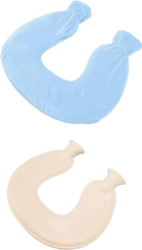 Miniatura 5 de ZJchao Bolsa de agua caliente, en forma de U, alivio del dolor de cuello y hombros, almohada de terapia de calor con funda de vellón, compresa fría