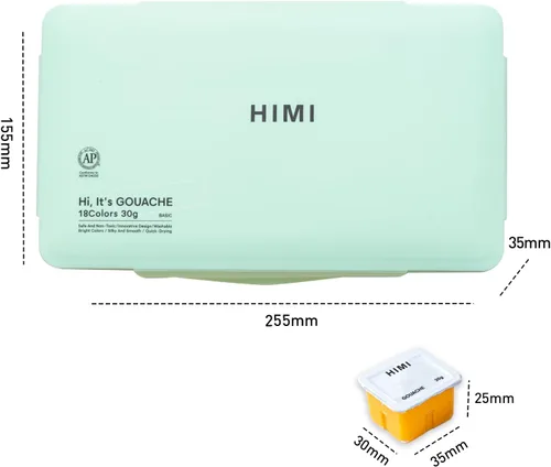 Miniatura 5 de Juego de pinturas HIMI Gouache, 18 colores, 30g, juego de pintura gouache en gel, pintura no tóxica para lienzo y papel, suministros de arte