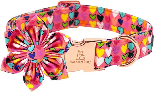 Miniatura 23 de Lionheart glory Collar de lazo para perro para el día de San Valentín, collar de perro para perros grandes, collares de perro con corazones con A