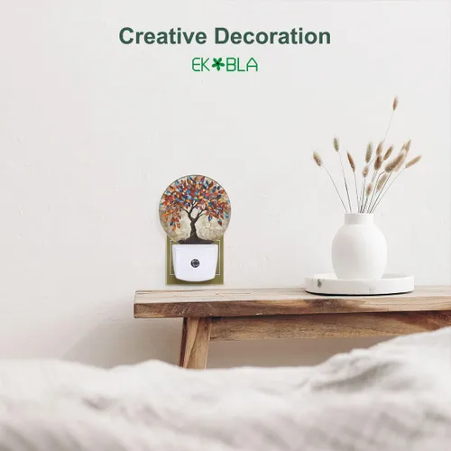 Miniatura 3 de EKOBLA Luz nocturna de árbol de estaciones coloridas enchufable, luz nocturna LED multicolor con sensor automático del atardecer al amanecer