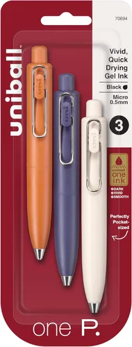 uni one P Bolígrafos de gel retráctiles, micro punto (0.020 in), mandarina, uva y barriles de yogur, tinta negra, paquete de 3 Yogur de Uva Mandarina