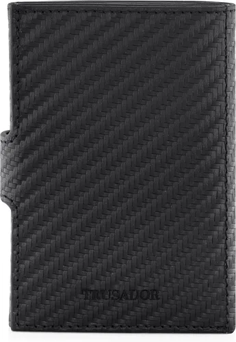 Miniatura 8 de TRUSADOR Venice - Cartera de piel triple para hombre y mujer, con bloqueo RFID, bolsillo frontal, Carbon, Sin bolsillo para monedas