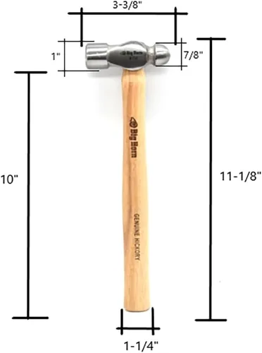 Miniatura 3 de Big Horn 15128 Martillo de bola de 8 onzas con mango de nogal