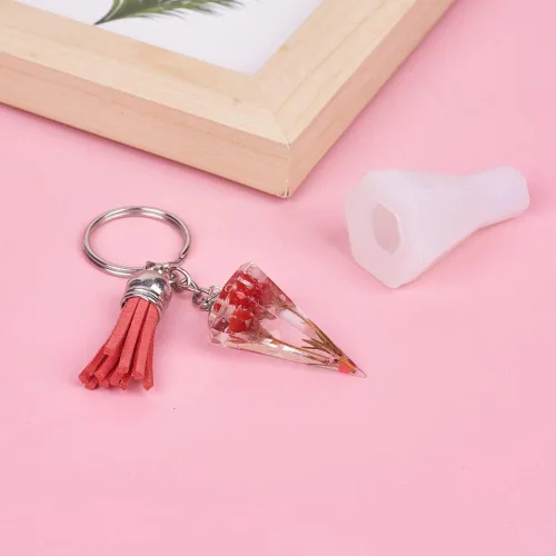 Miniatura 2 de Molde de silicona de cono facetado pirámide de resina epoxi 0.925x1.535 in para resina epoxi UV fabricación de joyas artesanías