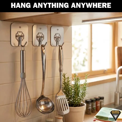 Miniatura 7 de KLAPiT Super Hook - Ganchos de pared adhesivos de alta resistencia, soporta hasta 11 libras, impermeable, sin daños, fácil de instalar en azulejos
