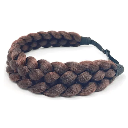 Miniatura 6 de Diadema trenzada clásica gruesa y gruesa trenzada, elástica, sintética, con hebilla