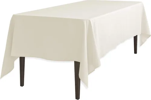 Miniatura 6 de Linenlanding Mantel rectangular de 60 x 102 pulgadas para mesa circular para bodas, mesas de bufé, fiestas, cenas de vacaciones (1, azul bebé)