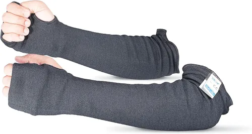BSV - Mangas de protección para brazo de Kevlar con orificio para el pulgar, resistentes a cortes, arañazos, mordeduras y calor, unisex, 18