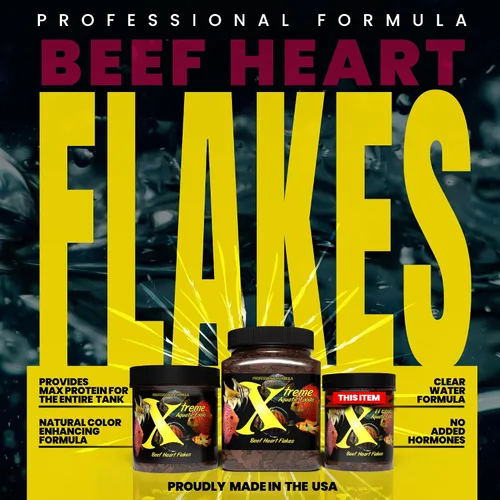 Miniatura 2 de Xtreme Beef Heart Flakes - Alto contenido en proteínas, rico en nutrientes para peces tropicales y de agua dulce, apoya el crecimiento, mejora