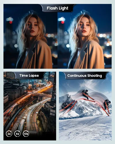 Miniatura 7 de Cámara digital 4K para fotografía, cámara de 50MP para videoblogs de YouTube, cámaras compactas con pantalla giratoria de 2.8" de 180°, zoom digital