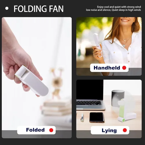 Miniatura 5 de Ventilador de mano personal, mini ventilador de bolsillo portátil, pequeño y ligero recargable por USB para deportes en casa, viajes al aire libre