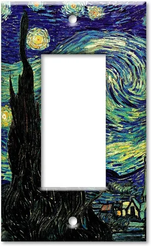 Miniatura 6 de Art Plates - Van Gogh: Placa de interruptor de noche estrellada - Palanca simple Single Toggle