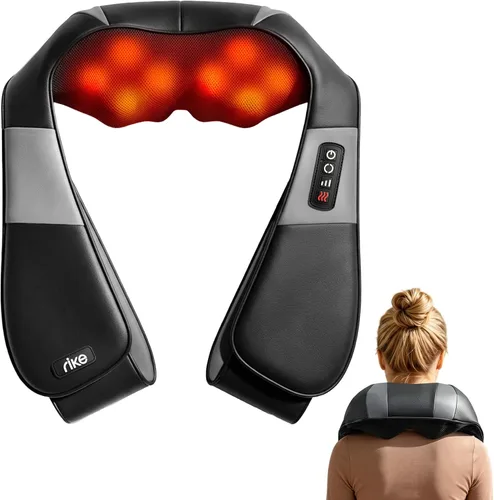 Miniatura 9 de Shiatsu Masajeador de cuello y espalda con calor, masajeador de hombros de tejido profundo con cable para aliviar el dolor, nodos de amasamiento 3D
