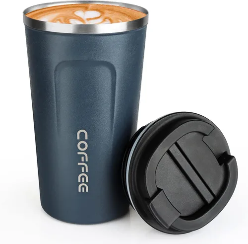 Miniatura 22 de MOMSIV Taza de viaje de 17 onzas, taza de café aislada con tapa a prueba de fugas, vaso reutilizable de doble pared de acero inoxidable al vacío