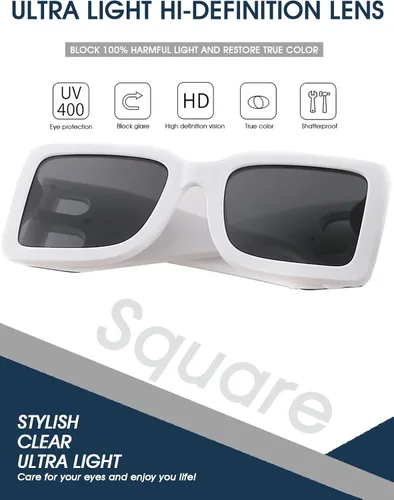 Miniatura 38 de PORADAY Gafas de sol cuadradas grandes de moda para mujeres y hombres, marco grueso negro de lujo, gafas de sol modernas con montura grande