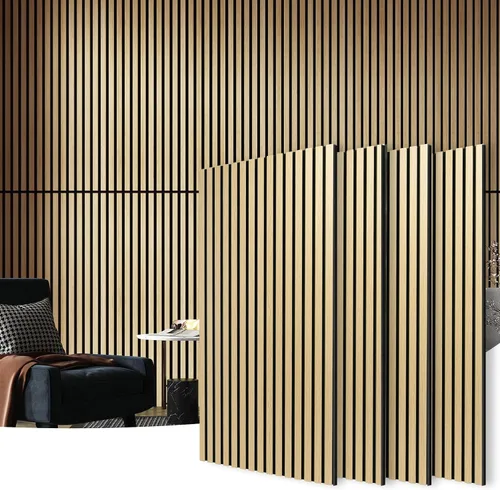 Miniatura 10 de Art3d 2 paneles acústicos de listones de madera para pared y techo, panel de absorción de sonido acanalado 3D con acabado de madera, roble