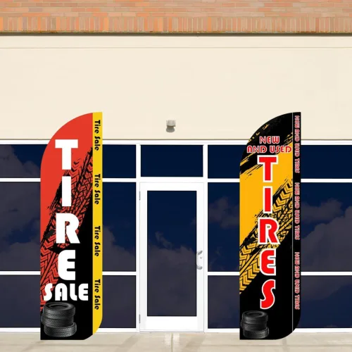 Miniatura 2 de Banderas de venta de neumáticos nuevos y usados – Paquete King de 2 3 pies x 11.5 pies Banderas publicitarias de plumas para tienda