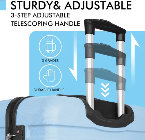 Miniatura 8 de AnyZip Equipaje PC ABS Hardside maleta ligera con 4 ruedas universales TSA Lock, azul claro