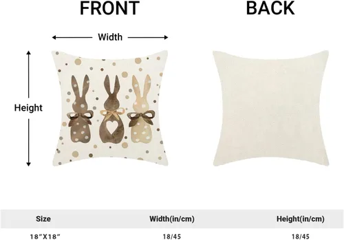 Miniatura 5 de CXMEIFLY Juego de 2 fundas de almohada de Pascua de 18 x 18 pulgadas para decoración vintage de conejo, con lazo de primavera, conejo, para Pascua02