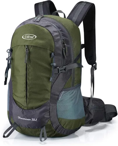 G4Free Mochila de senderismo de 35 litros resistente al agua, para deportes al aire libre, viajes, ligera, con cubierta para lluvia, para mujeres y