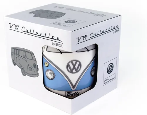 Miniatura 4 de BRISA VW Collection - Taza grande de cerámica para café, té y capuchino, diseño de autobús T1 (12.5 fl oz/12.5 fl oz/frente de autobús) (azul)