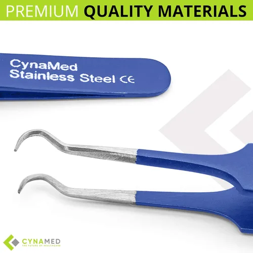 Miniatura 6 de Pinzas para puntos negros, extractor de comedia quirúrgica y astillas con punta de acero curvada profesional. Herramienta ideal para eliminar Azul