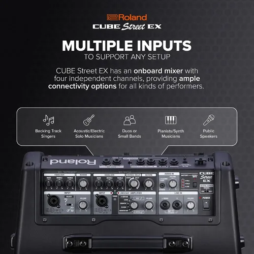 Miniatura 4 de Roland CUBE Street EX amplificador de 4 canales a batería de 50 vatios