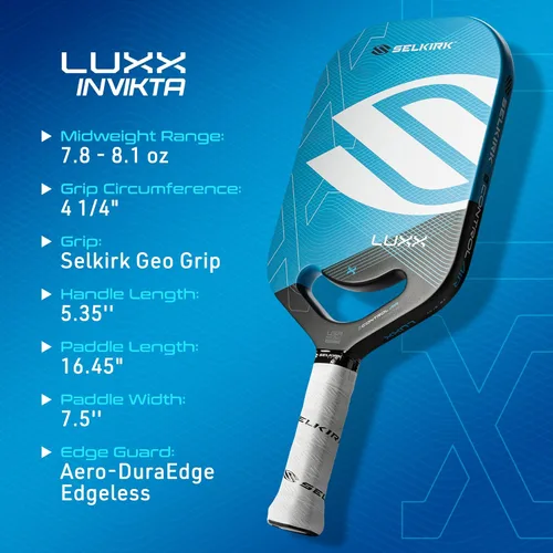 Miniatura 4 de Selkirk Sport LUXX Control Palas de pickleball de fibra de carbono Florek con un núcleo de polipropileno X7, la pala de pickleball está diseñada Azul