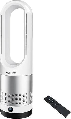 Miniatura 8 de Ventilador de torre sin aspas de 22 pulgadas, oscilación de 80°, temporizador de 9 horas, 10 velocidades, control táctil remoto, fácil de limpiar