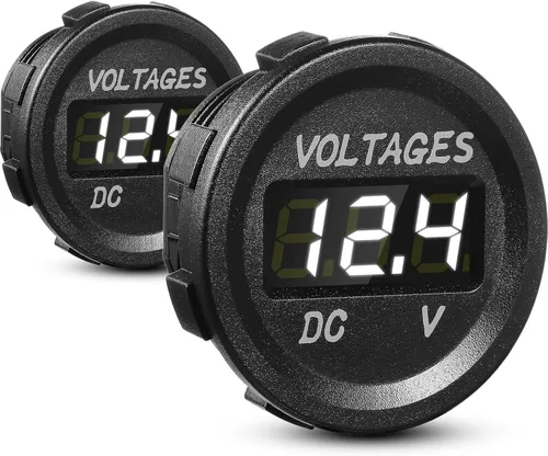 Miniatura 11 de BBTO 2 Piezas DC 12V Medidor de Voltaje para Auto con Pantalla LED, Voltímetro Digital Impermeable, Panel Redondo Compatible con Vehículo