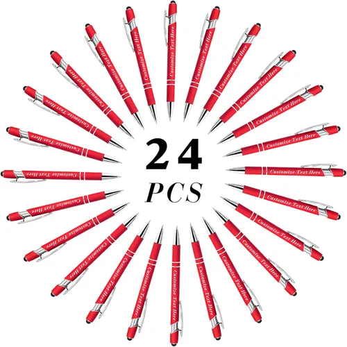 Miniatura 125 de Bolígrafos personalizados a granel con punta de lápiz capacitivo, 12 bolígrafos personalizados con logotipo de mensaje con nombre, bolígrafos