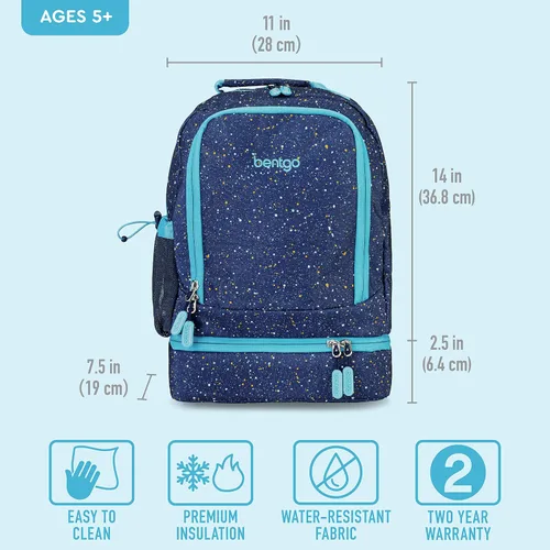 Miniatura 5 de Bentgo Kids Prints - Mochila 2 en 1 y lonchera aislada, Edición Confeti - Abyss Blue, Niños