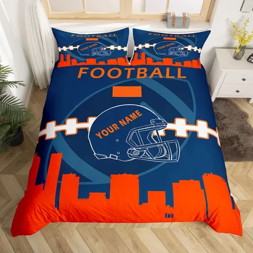 Miniatura 10 de Erosebridal Juego de funda de edredón personalizada para niños y niñas, juego de cama de jugadores de fútbol, funda de edredón de rugby con 1 funda
